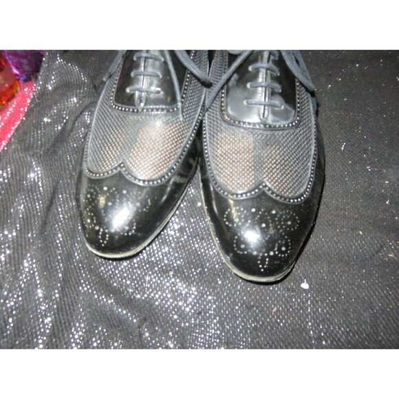 Hugo Boss Matano S Embossed Black Italian Leather Wingtip Derby Oxfords size 9 - Picture 4 of 12